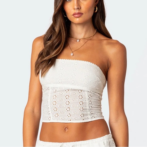 Edikted Tops - Edikted Lemon Lacey Cotton Corset Top NWT